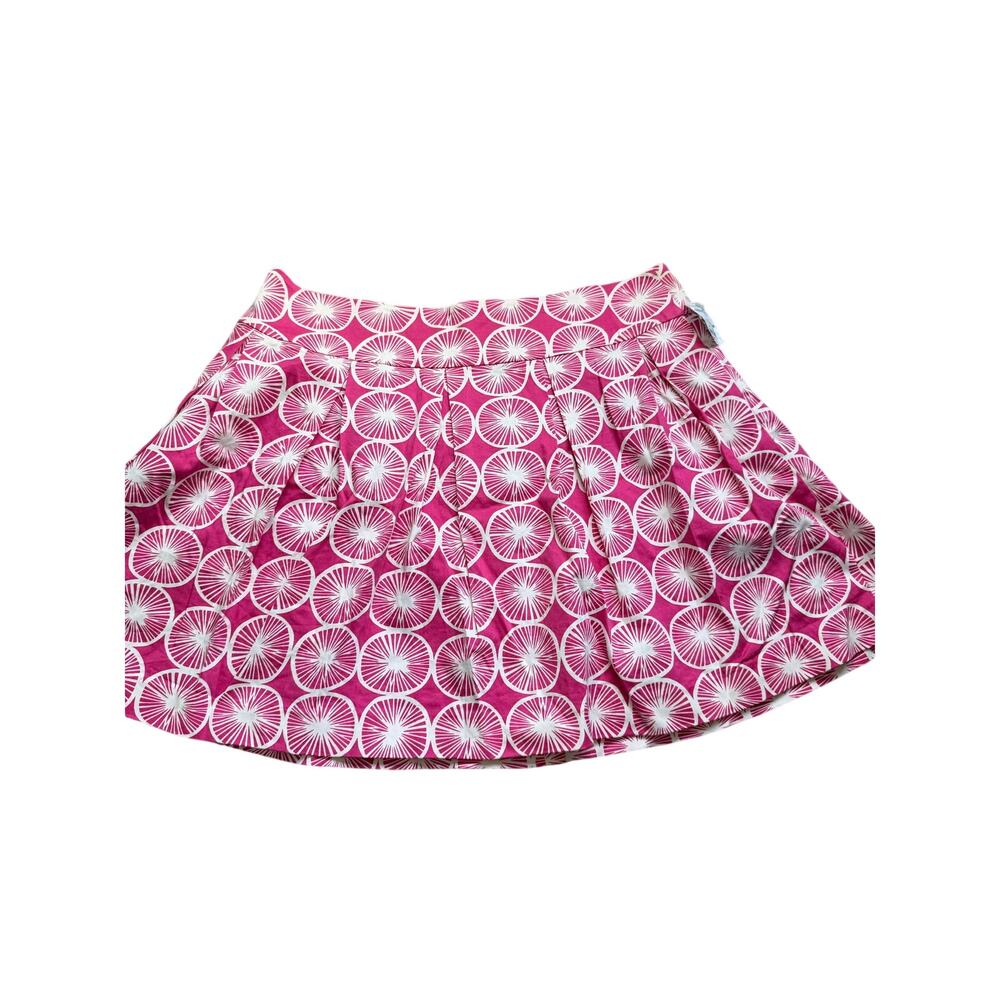 Pink Tartan Pink Sunburst Print Pleated A-Line Skirt Size 12 Retro Geometric